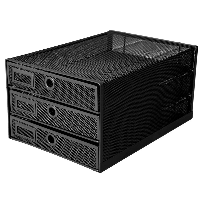 EXERZ Paper Sorter 3 Tier Drawers A4 / Multifunctional Desk Organiser/Letter Tray - Documents, Magazines, Notebooks and Letters - Image 1